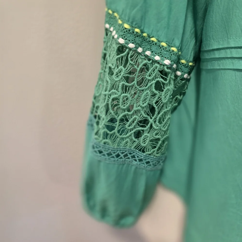 Anthro Blnk London Sunshine Green Peasant Blouse